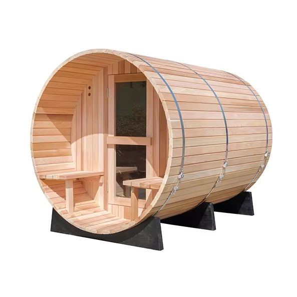 Outdoor barrel sauna